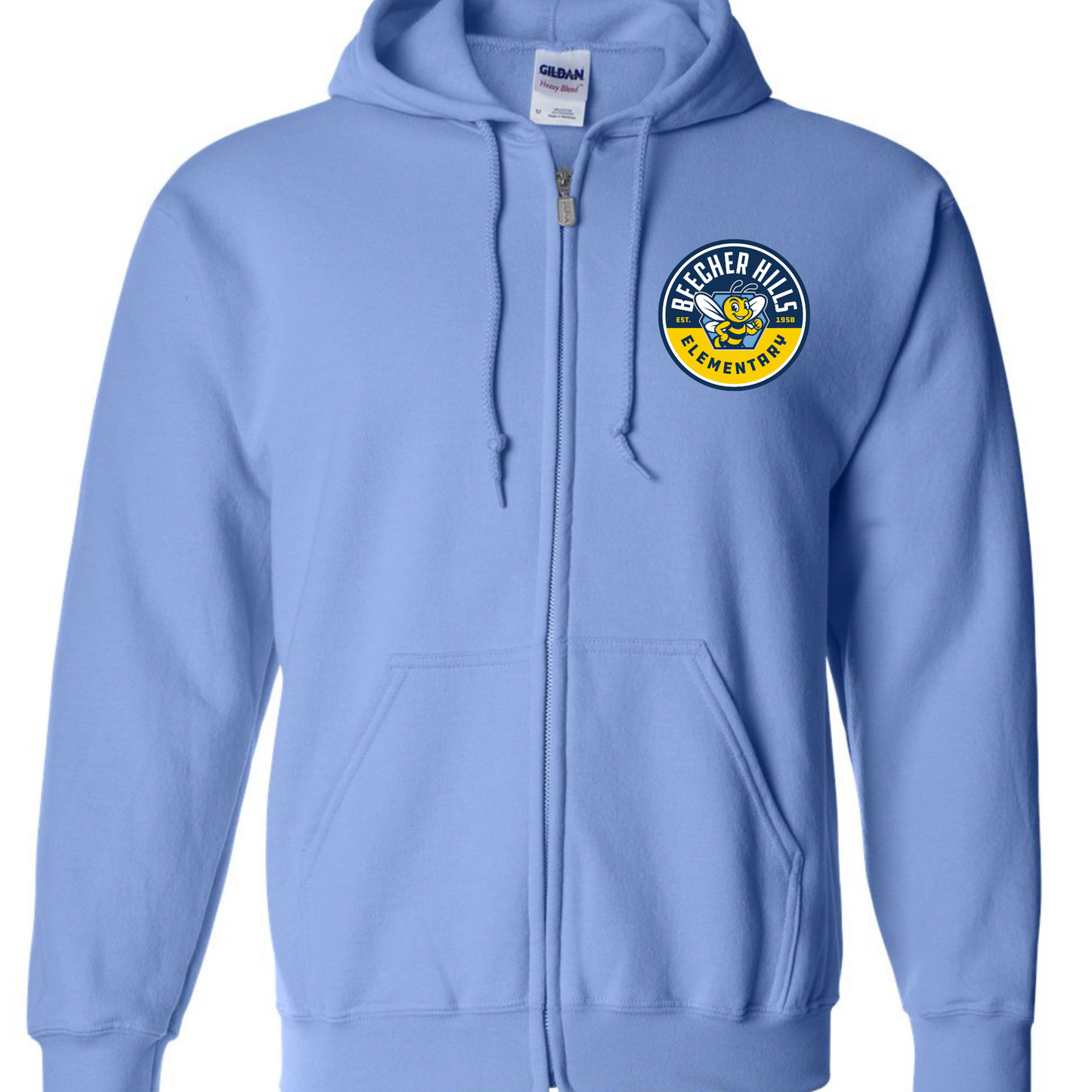 BHES Round Logo Bee Full Zip Hooded Jacket Carolina Blue (Adult Only Sizes)